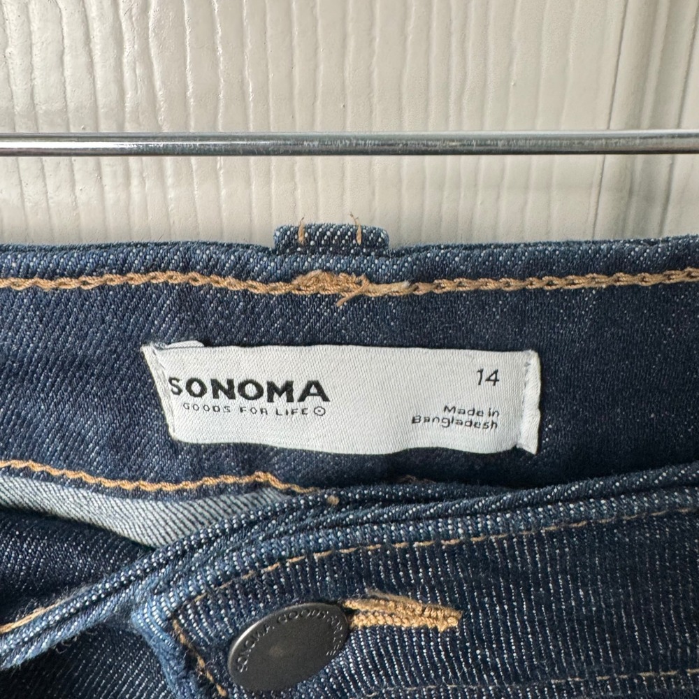 Sonoma Goods For Life Jeans Women 14 Blue Wide Leg High Rise Cropped Denim - Picture 4 of 10
